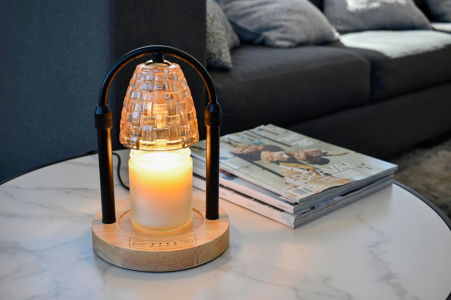 AYL Candle Warmer Lamp with Timer - Electric Wax Warmer for Wax Melts and Jar Candles - Adjustable Brightness & Height for House Warming Gifts - Premium Home and Bedroom Decor - Includes 2 Bulbs