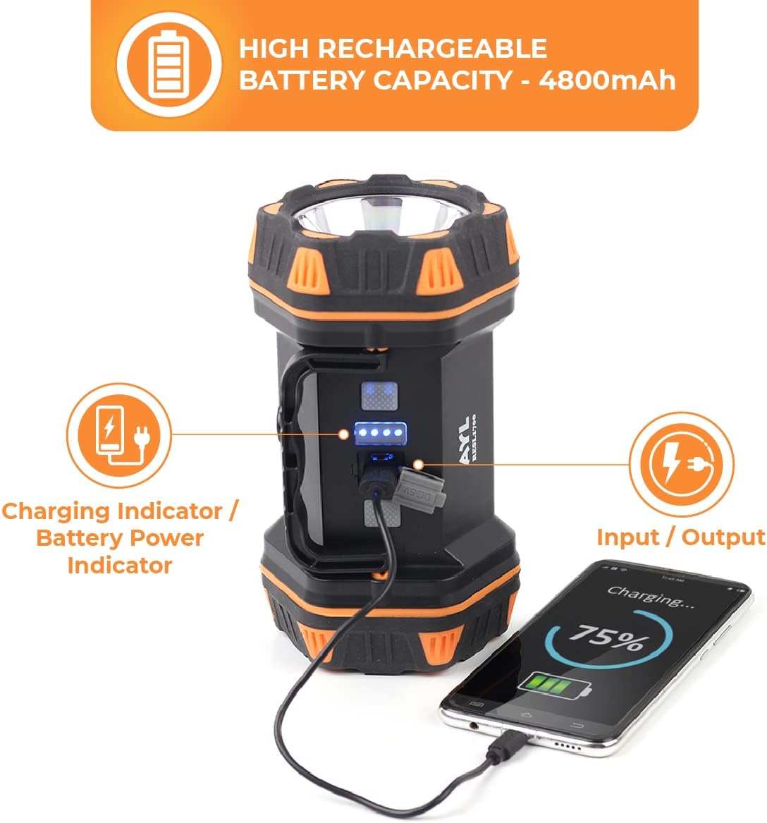 AYL LED Camping Lantern Rechargeable, Camping Flashlight 8 Light Modes, 4800mAh Power Bank, Waterproof, Lantern Flashlight for Emergency, Hurricane, Power Outages, USB Cable with Tripod Included