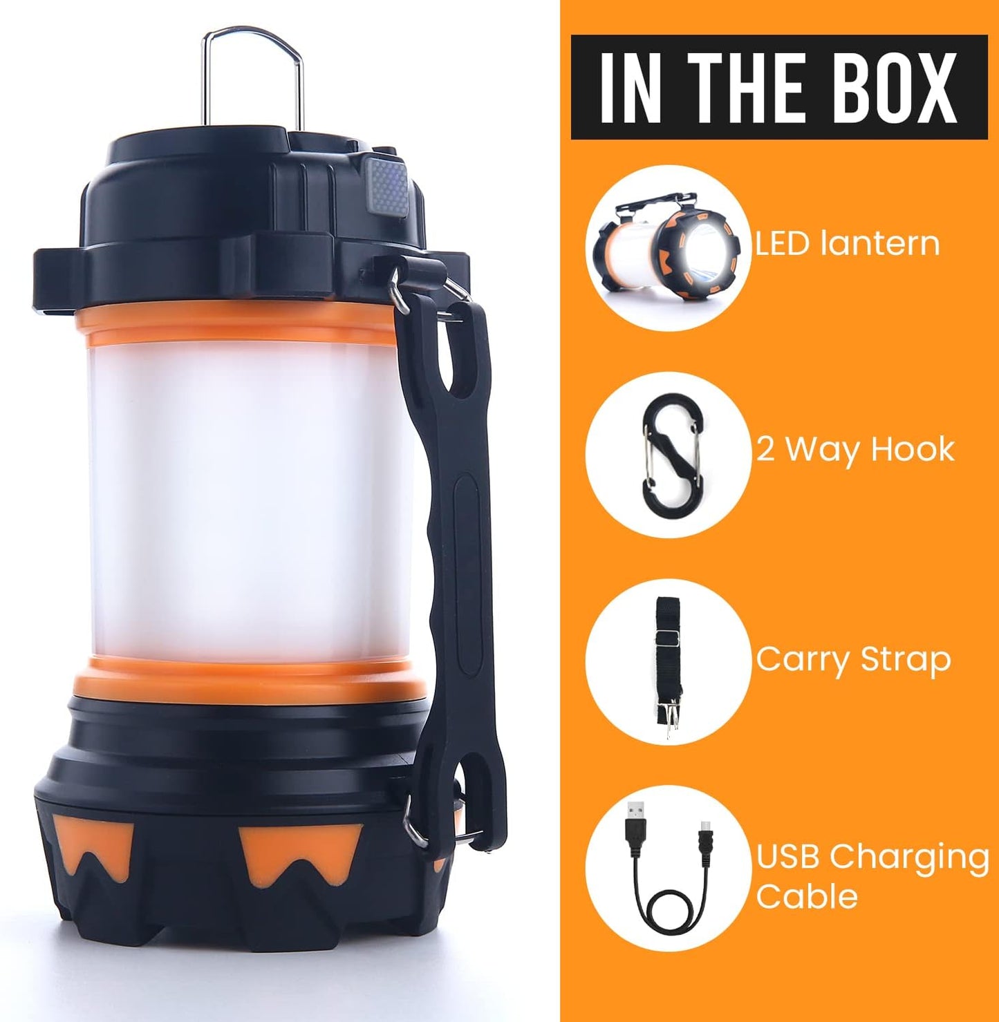 AYL LED Camping Lantern Rechargeable, Camping Flashlight 8 Light Modes, 4800mAh Power Bank, Waterproof, Lantern Flashlight for Emergency, Hurricane, Power Outages, USB Cable with Tripod Included