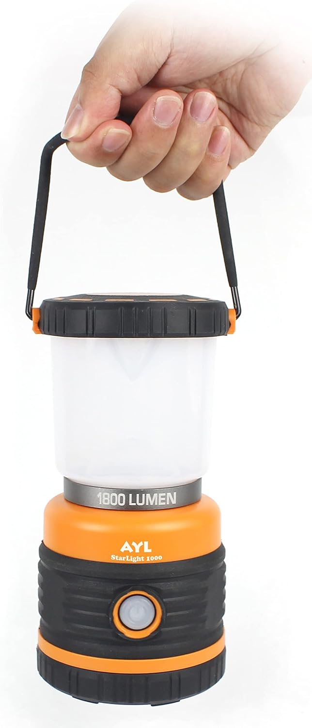 AYL LED Camping Lantern, Battery Powered LED 1800LM, 4 Camping Lights Modes, Perfect Lantern Flashlight for Hurricane, Emergency Light, Storm, Power Outages, Survival Kits, Hiking, Fishing, Tent, Home