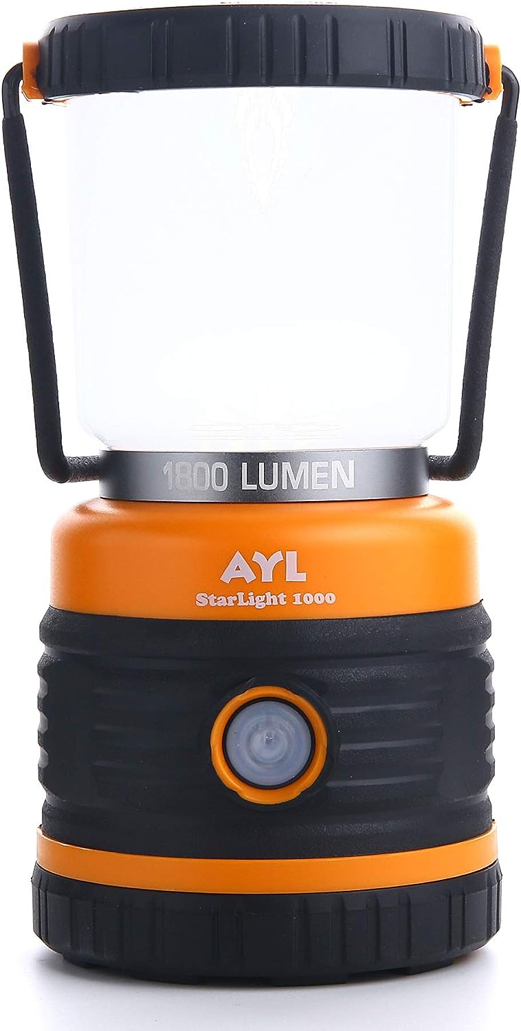 AYL LED Camping Lantern, Battery Powered LED 1800LM, 4 Camping Lights Modes, Perfect Lantern Flashlight for Hurricane, Emergency Light, Storm, Power Outages, Survival Kits, Hiking, Fishing, Tent, Home