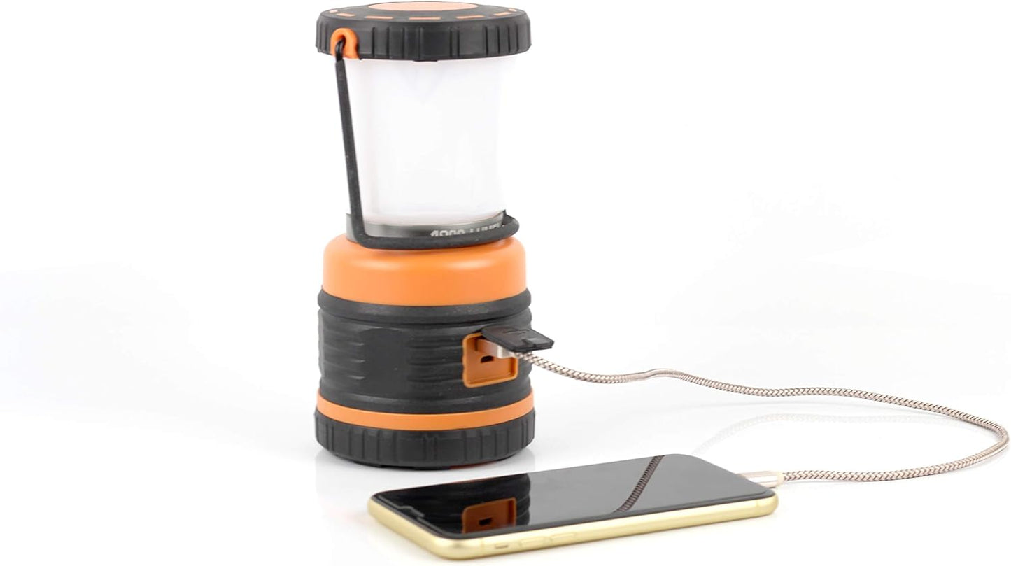 LED Camping Lantern Rechargeable, 1800LM, 4 Light Modes, 4400mAh Power Bank, IP44 Waterproof, Perfect Lantern Flashlight for Hurricane, Emergency, Power Outages, Home and More, USB Cable Included