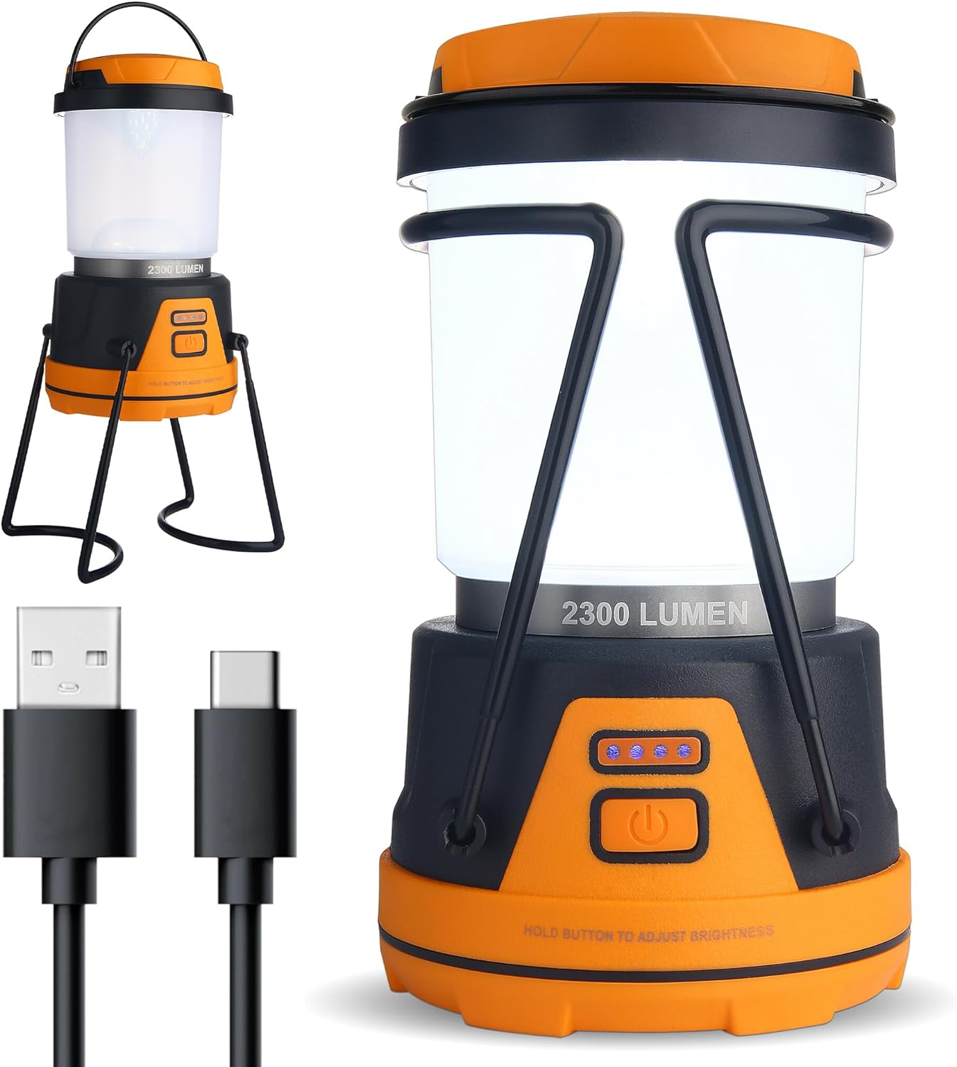 Rechargeable LED Camping Lantern - Power Outages, Hurricanes, Emergency, Hiking, Outdoor - Bright Battery Powered Electric Survival Light with Built-in Power Bank- Portable and Waterproof Camp Lantern