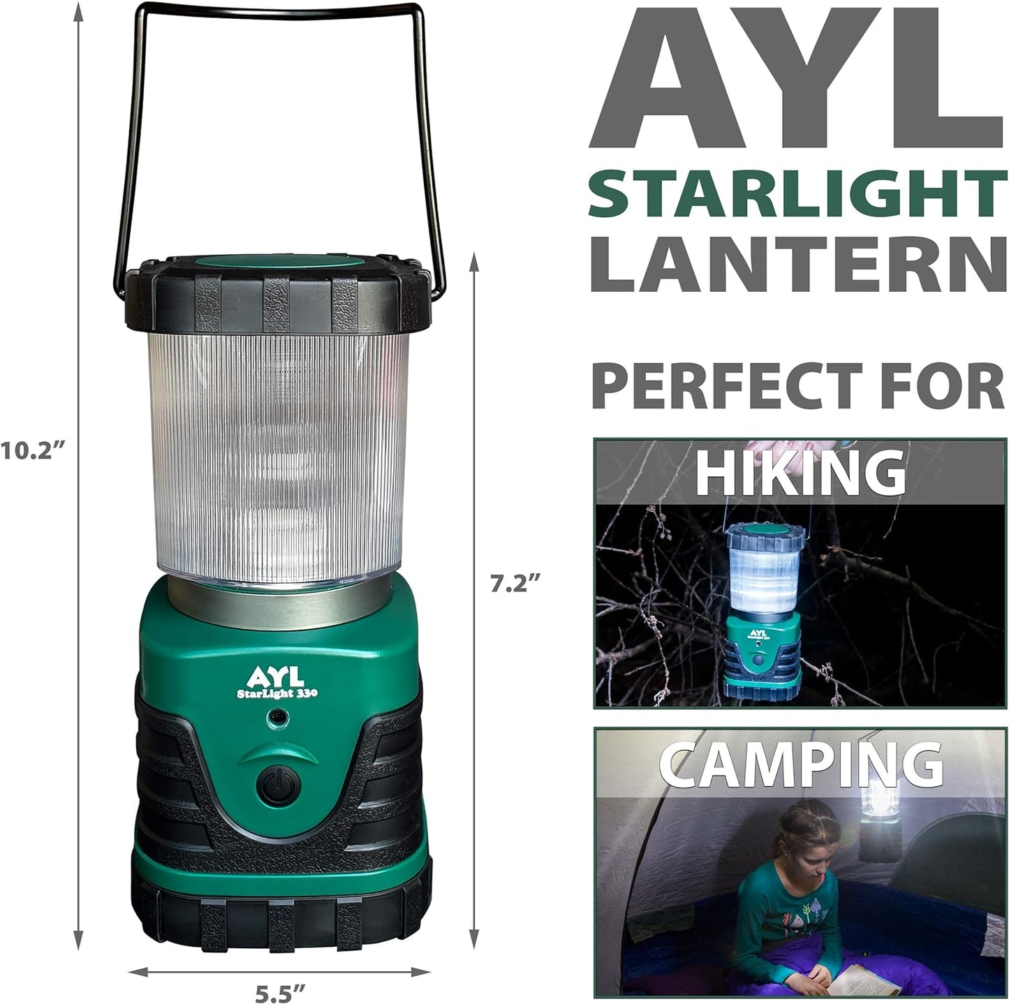 (2 Pack) AYL Starlight 700 - Water Resistant - Shock Proof - Long Lasting Up to 6 Days - 1300 Lumens Ultra Bright LED Lantern - Perfect Lantern for Hiking, Camping, Emergencies, Hurricanes, Outages