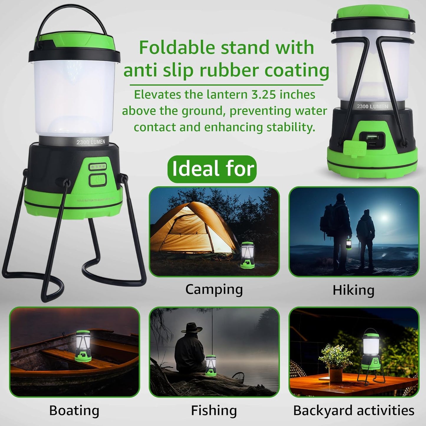 Rechargeable LED Camping Lantern - Power Outages, Hurricanes, Emergency, Hiking, Outdoor - Bright Battery Powered Electric Survival Light with Built-in Power Bank- Portable and Waterproof Camp Lantern