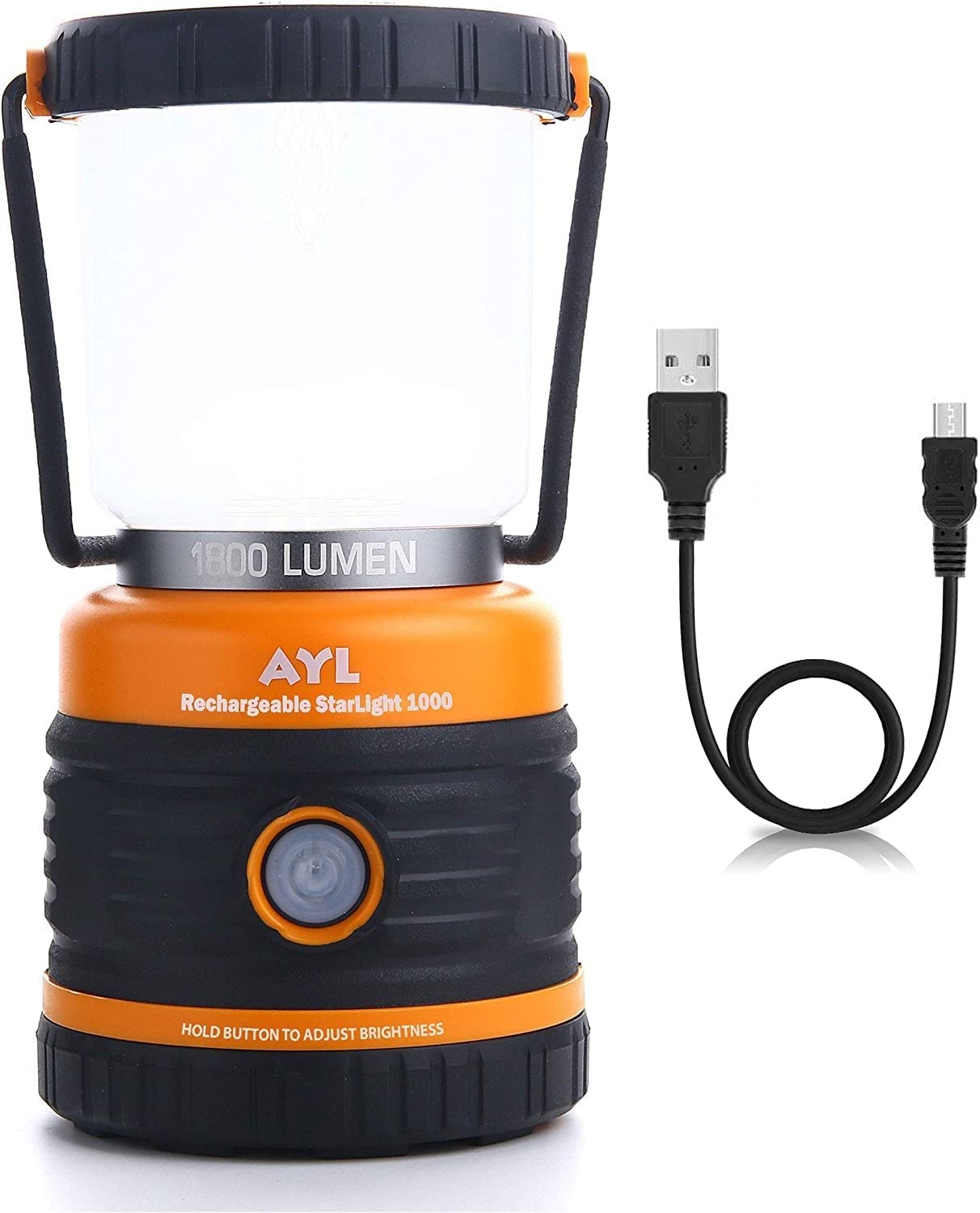 AYL LED Camping Lantern Rechargeable, 1800LM, 4 Light Modes, 4400mAh Power Bank, IP44 Waterproof, Perfect Lantern Flashlight for Hurricane, Emergency, Power Outages, Home and More, USB Cable Included
