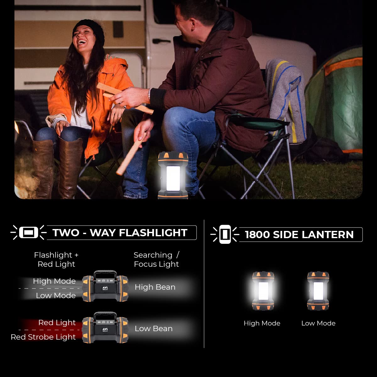 AYL LED Camping Lantern Rechargeable, Super Bright Lantern Flashlight and 360 Degree Illumination, Power Bank, IPX4 Waterproof for Hurricane Emergency Survival, Power Outages, Hiking, Home, Tent Light