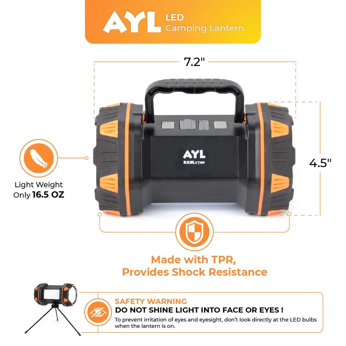 AYL LED Camping Lantern Rechargeable, Super Bright Lantern Flashlight and 360 Degree Illumination, Power Bank, IPX4 Waterproof for Hurricane Emergency Survival, Power Outages, Hiking, Home, Tent Light