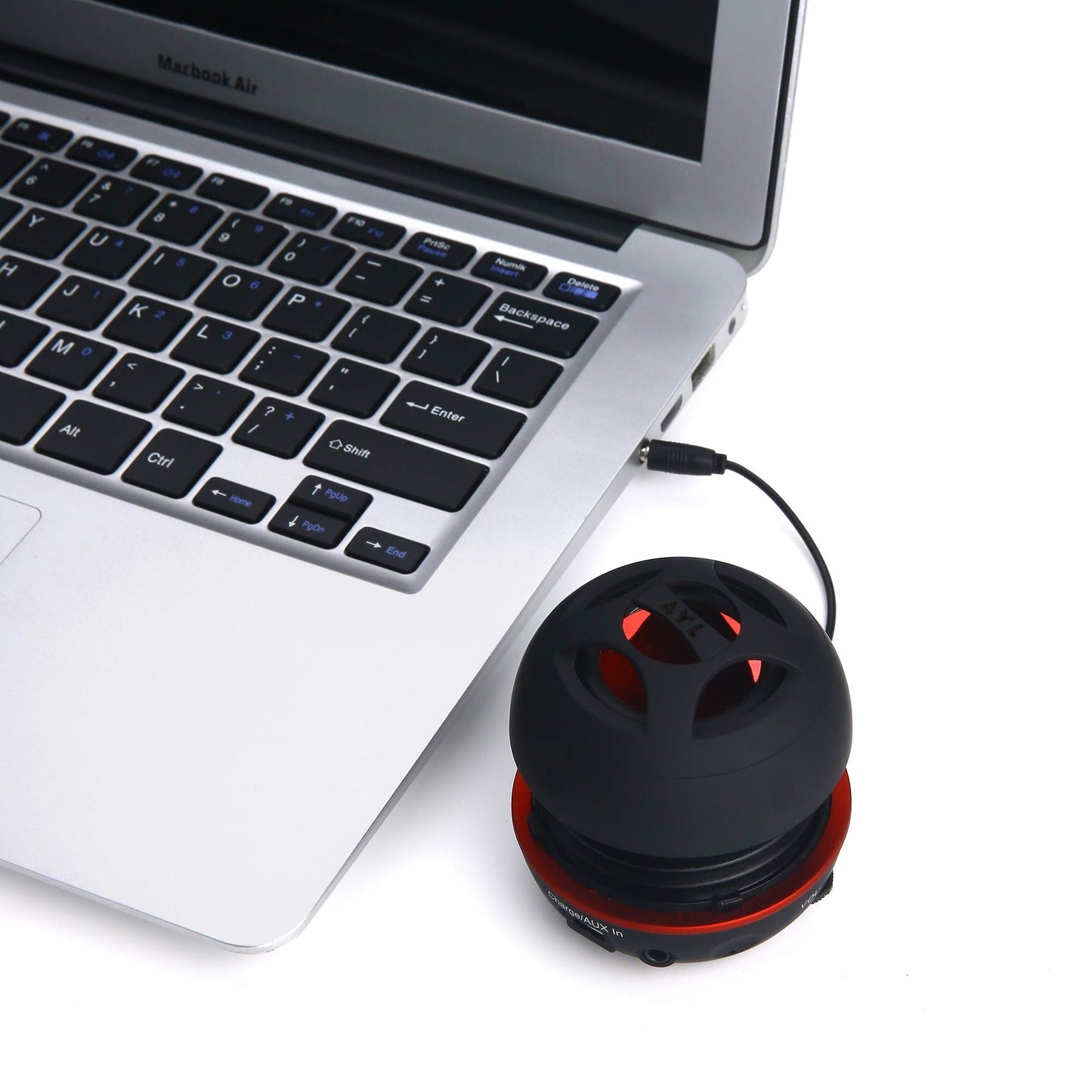 AYL Mini Speaker System, Portable Plug-in Speaker with 3.5mm Aux Input, External Audio for Laptop Computer, MP3 Player, iPhone, iPad, Cell Phone (Black)