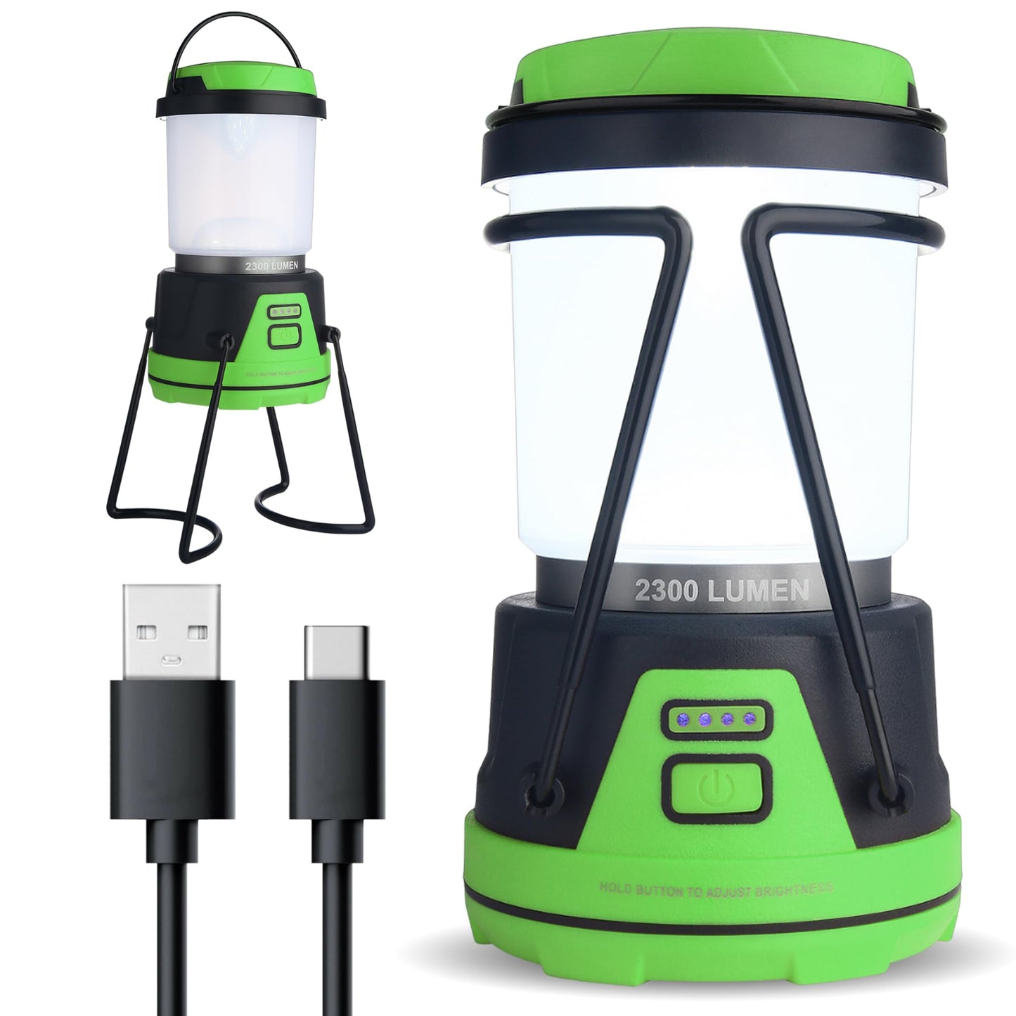 LED Camping Lantern Rechargeable, 1800LM, 4 Light Modes, 4400mAh Power Bank, IP44 Waterproof, Perfect Lantern Flashlight for Hurricane, Emergency, Power Outages, Home and More, with USB Cable (2 Pack)