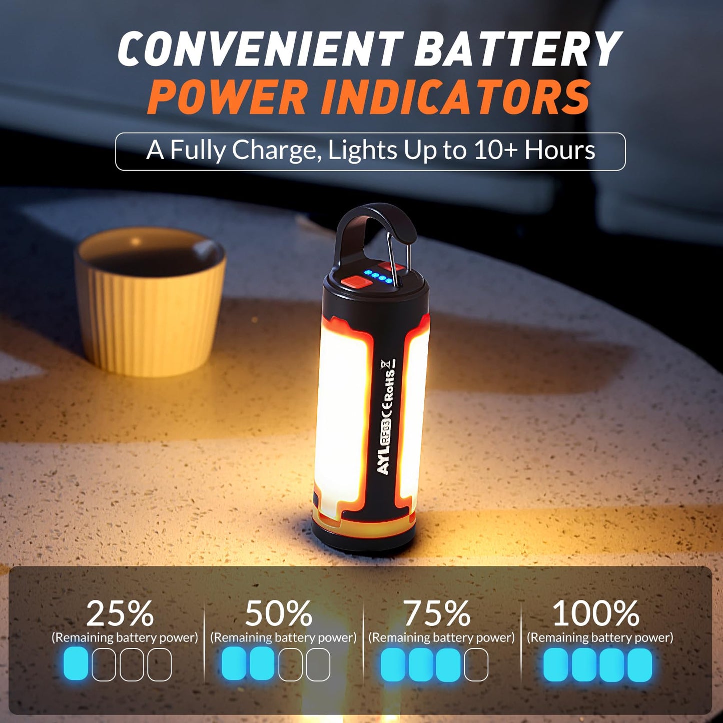 Portable LED Rechargeable Camping Lantern, AYL Lightweight USB Rechargeable Lamp LED Flashlight Survival Gear for Home Emergency Light Outdoor Lanterns for Power Outages Hurricane Lamp 3-Pack