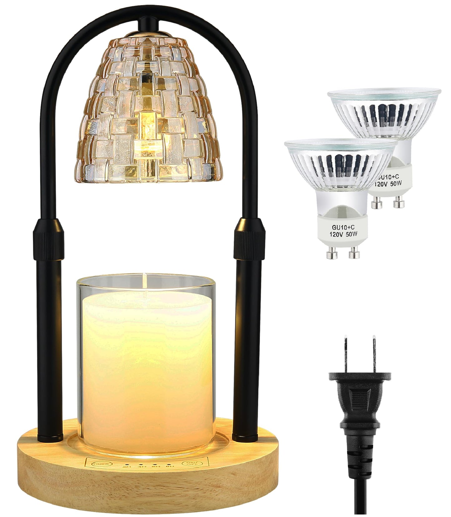 AYL Candle Warmer Lamp with Timer - Electric Wax Warmer for Wax Melts and Jar Candles - Adjustable Brightness & Height for House Warming Gifts - Premium Home and Bedroom Decor - Includes 2 Bulbs