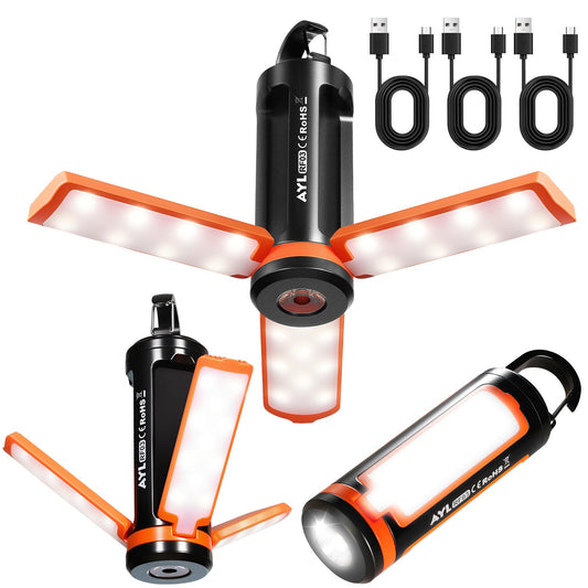 Portable LED Rechargeable Camping Lantern, AYL Lightweight USB Rechargeable Lamp LED Flashlight Survival Gear for Home Emergency Light Outdoor Lanterns for Power Outages Hurricane Lamp 3-Pack