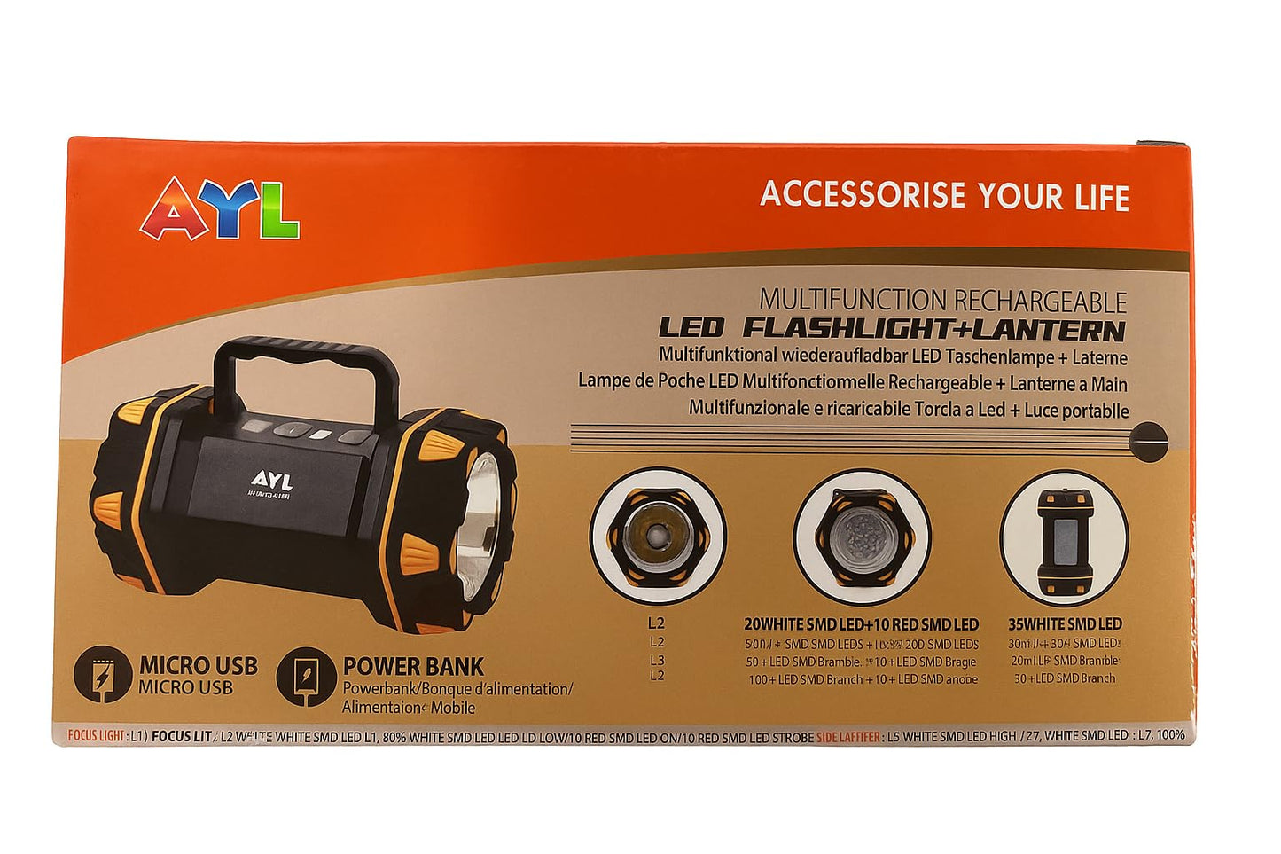 AYL LED Camping Lantern Rechargeable, Super Bright Lantern Flashlight and 360 Degree Illumination, Power Bank, IPX4 Waterproof for Hurricane Emergency Survival, Power Outages, Hiking, Home, Tent Light