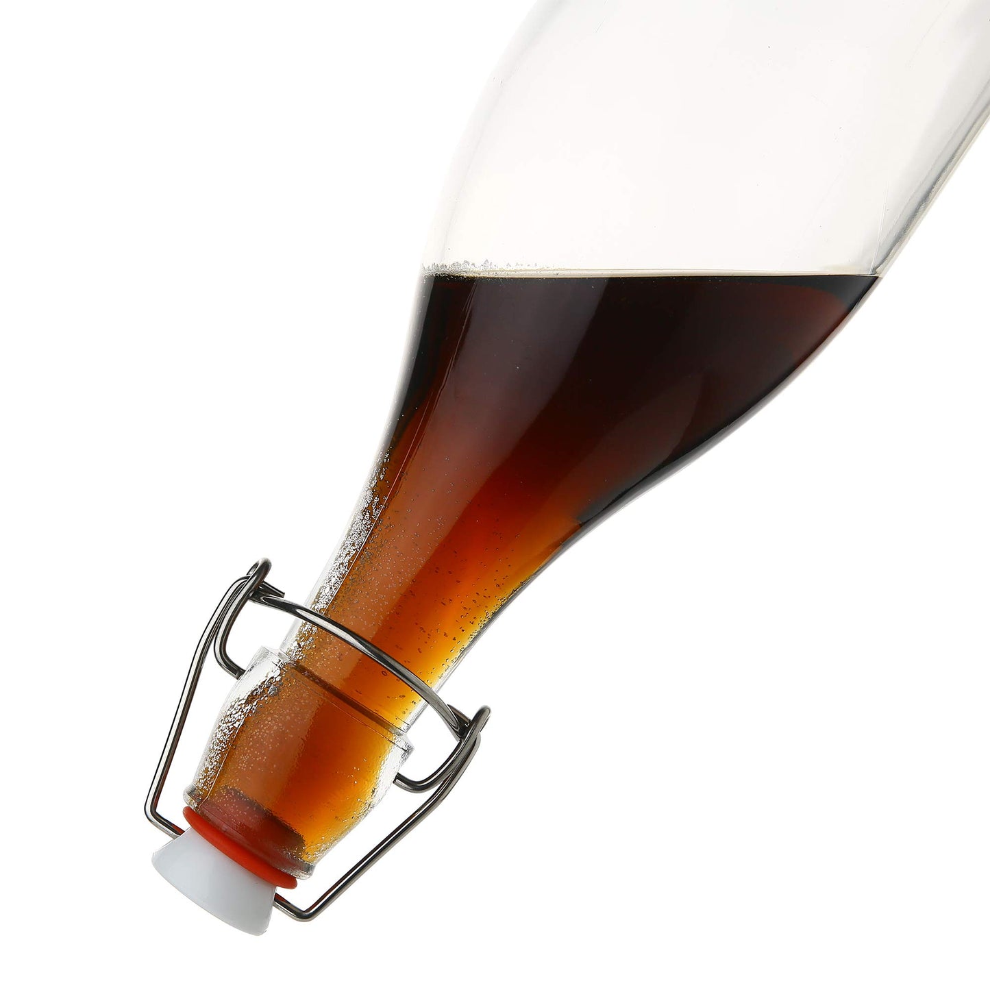 Flip Top Glass Bottle – Swing Top Brewing Bottle with Stopper for Beverages, Oil, Vinegar, Kombucha, Beer, Water, Soda, Kefir – Airtight Lid & Leak Proof Cap – Clear