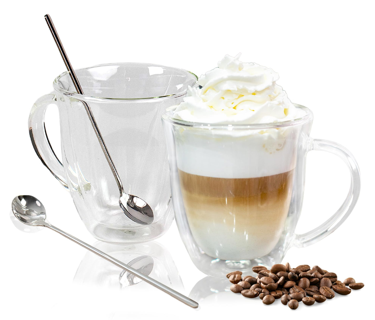 AYL Double Wall Glass Coffee Mugs - 13 oz Insulated Clear Latte Mugs Set of 2, Perfect for Espresso, Cappuccino, Latte, Tea - Elegant Glass Coffee Cups