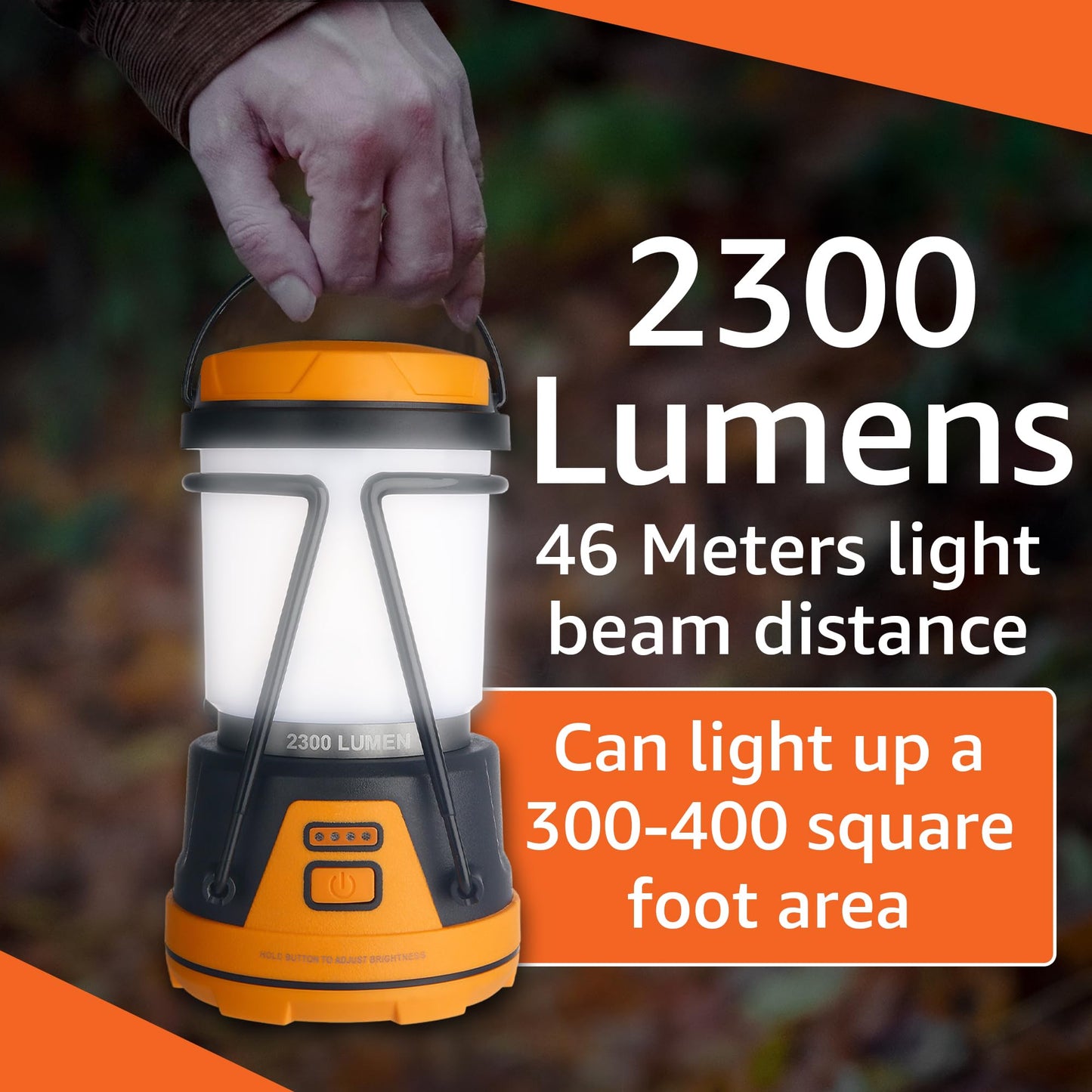 LED Camping Lantern Rechargeable, 1800LM, 4 Light Modes, 4400mAh Power Bank, IP44 Waterproof, Perfect Lantern Flashlight for Hurricane, Emergency, Power Outages, Home and More, with USB Cable (2 Pack)