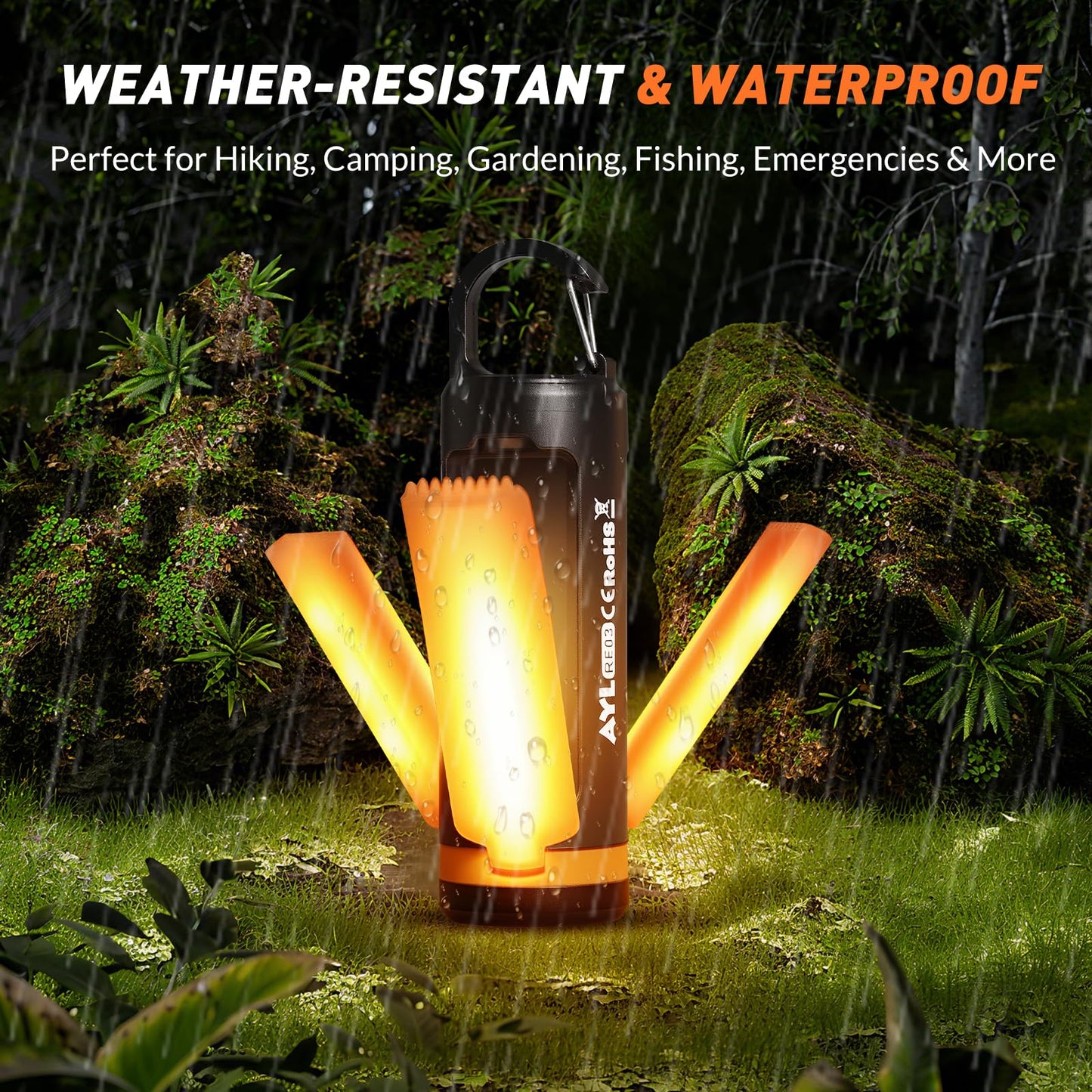 Portable LED Rechargeable Camping Lantern, AYL Lightweight USB Rechargeable Lamp LED Flashlight Survival Gear for Home Emergency Light Outdoor Lanterns for Power Outages Hurricane Lamp 3-Pack