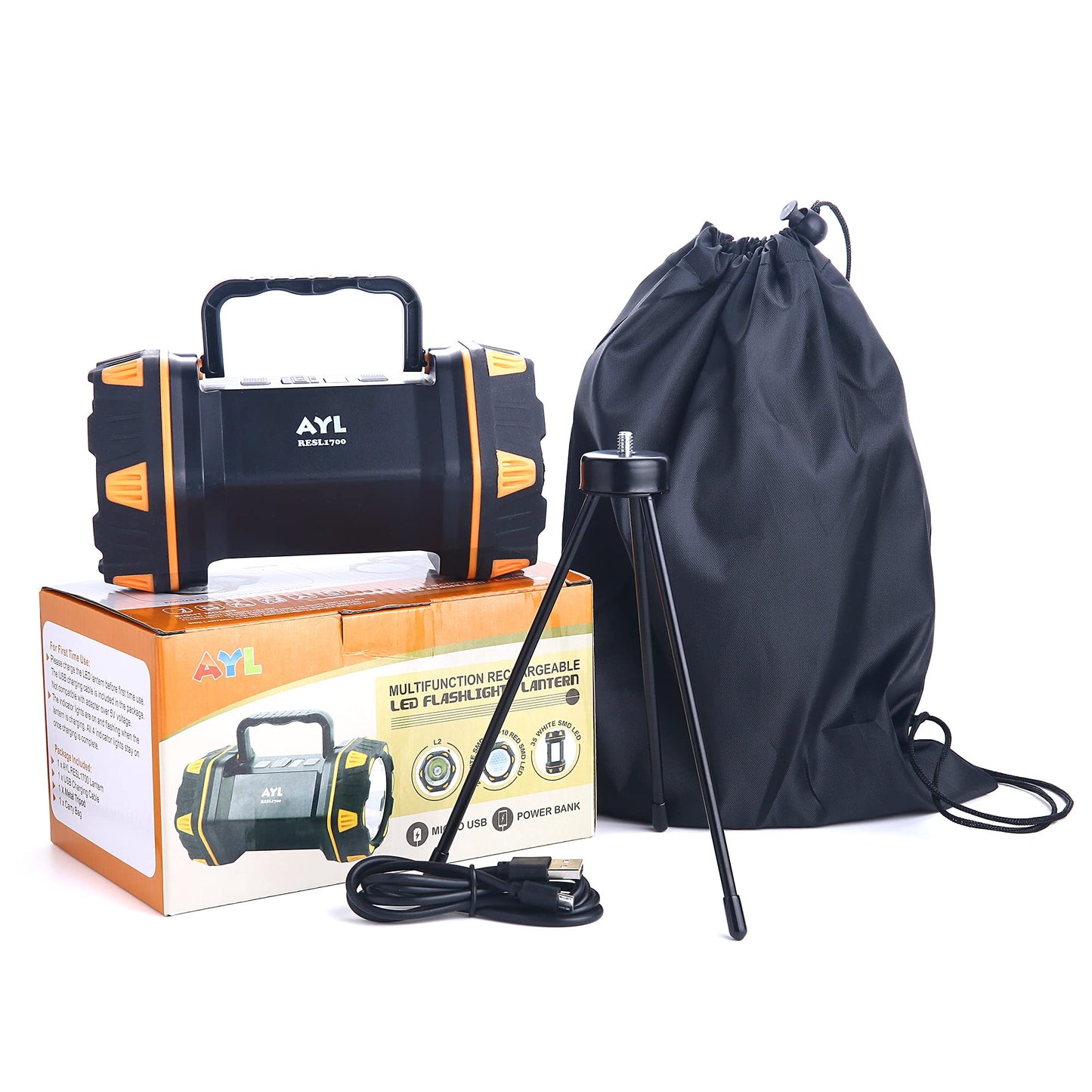 AYL LED Camping Lantern Rechargeable, Super Bright Lantern Flashlight and 360 Degree Illumination, Power Bank, IPX4 Waterproof for Hurricane Emergency Survival, Power Outages, Hiking, Home, Tent Light