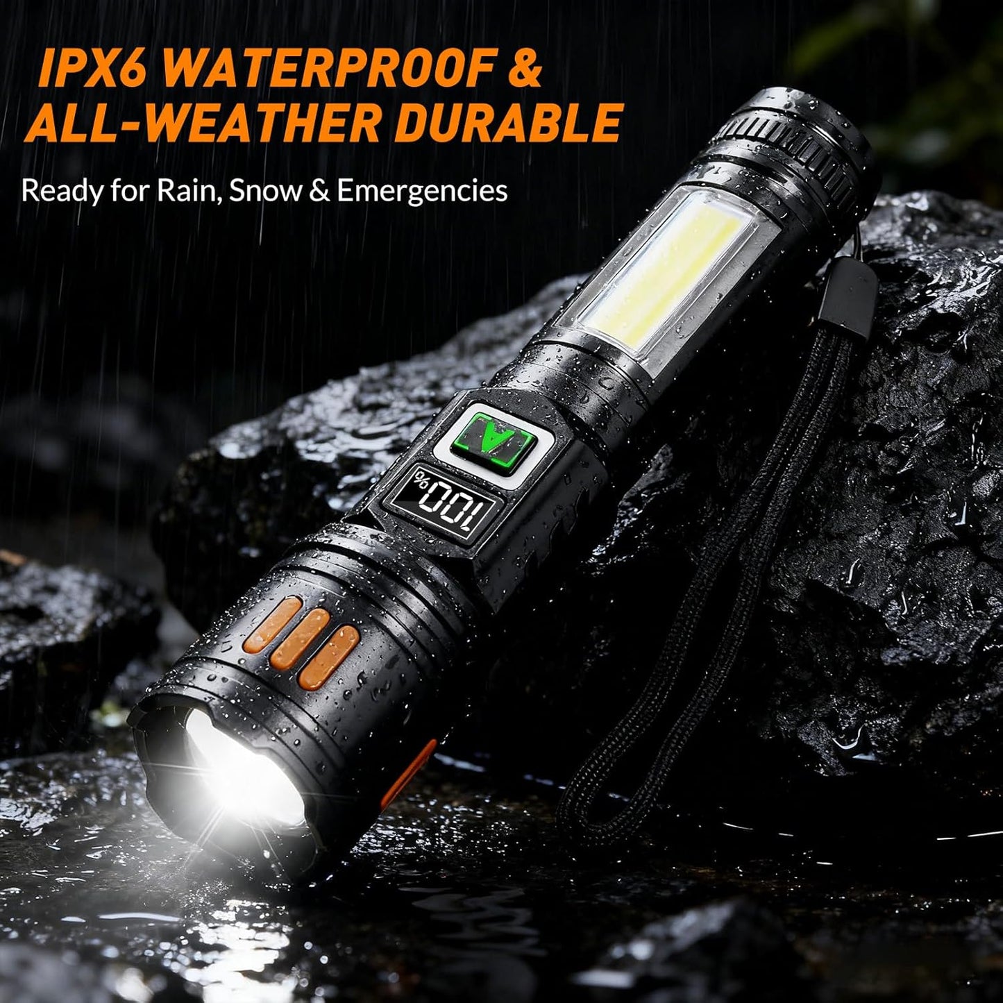 AYL Rechargeable Flashlights 2 Pack, Super Bright High Lumens Flash Light, 6 Modes Zoomable Linternas with LCD Display, High Powered Handheld LED Flashlights for Home, Emergencies, Camping