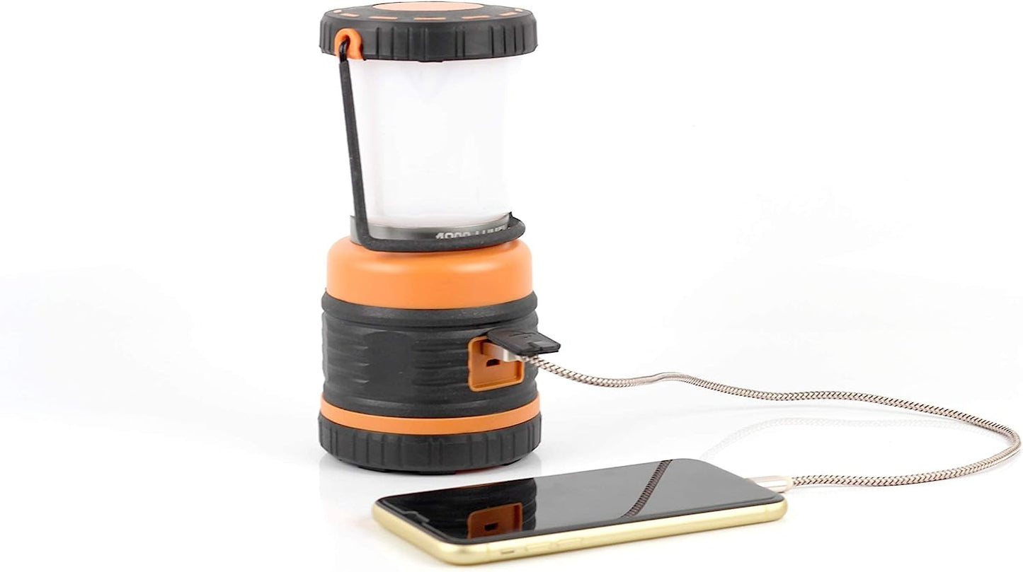 LED Camping Lantern Rechargeable, 1800LM, 4 Light Modes, 4400mAh Power Bank, IP44 Waterproof, Perfect Lantern Flashlight for Hurricane, Emergency, Power Outages, Home and More, USB Cable Included